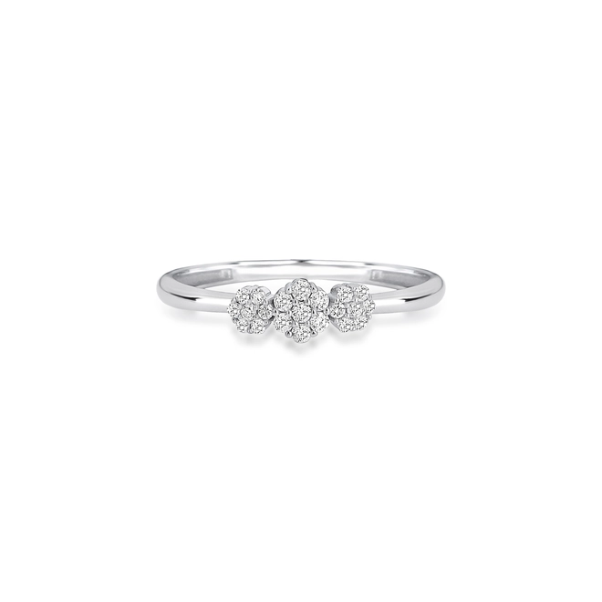 Anel The Icons 3 mini flores ouro branco 18k com Diamantes 2