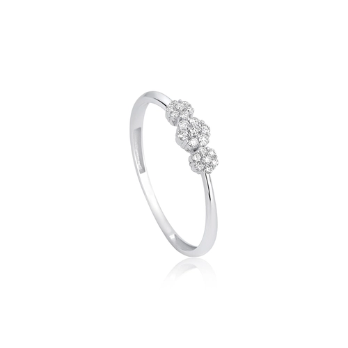 Anel The Icons 3 mini flores ouro branco 18k com Diamantes