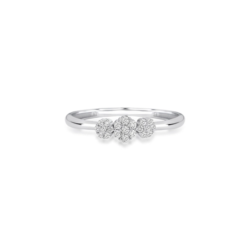 Anel The Icons 3 mini flores ouro branco 18k com Diamantes