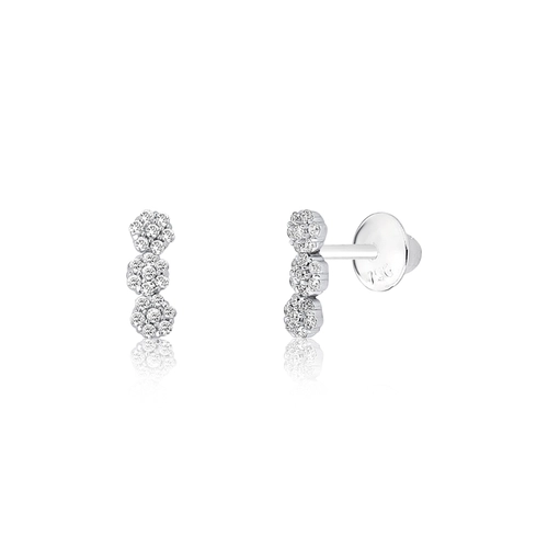 Brinco The Icons Ear cuff ouro branco 18k com 3 mini flores de Diamantes