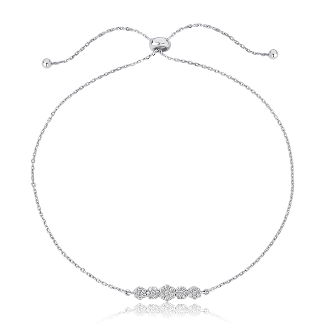 Pulseira The Icons regulável ouro 18k com 5 mini flores de Diamantes 1