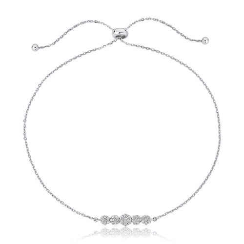 Pulseira The Icons regulável ouro 18k com 5 mini flores de Diamantes