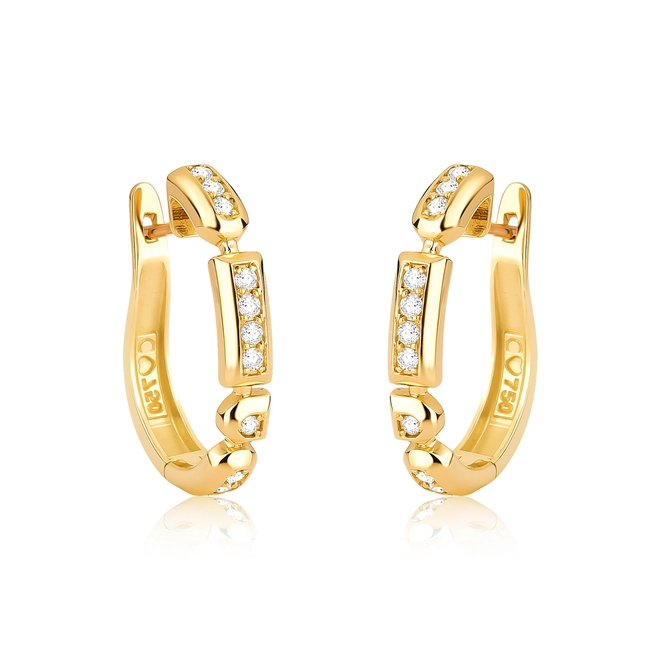 Brinco Colosseo argola click módulos simétricos ouro 18k com Diamantes 1