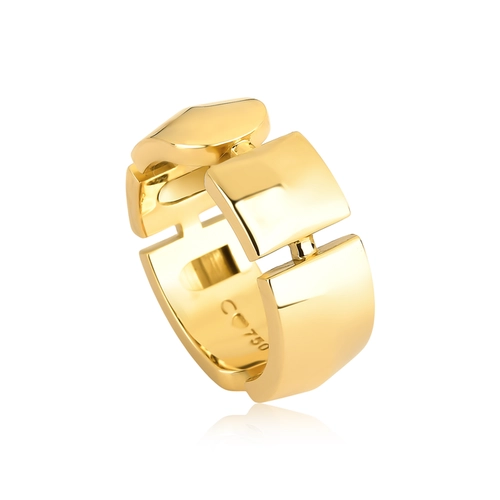 Anel Colosseo em ouro 18k abaulado módulo simétricos facetados polidos