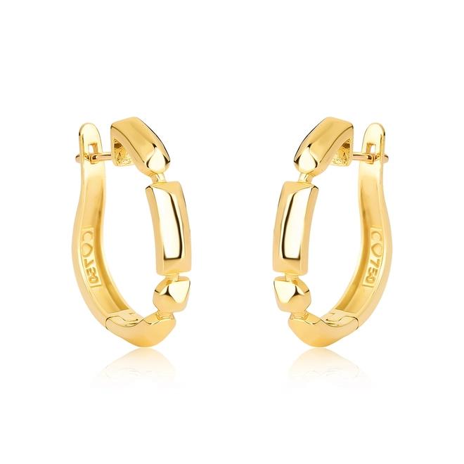 Brinco Colosseo argola click oval ouro 18k módulos simétricos polidos 1