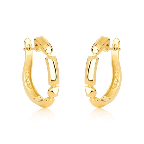 Brinco Colosseo argola click oval ouro 18k módulos simétricos polidos