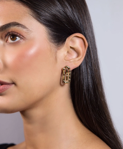 Brinco Colosseo oval ouro 18k módulos simétricos polidos