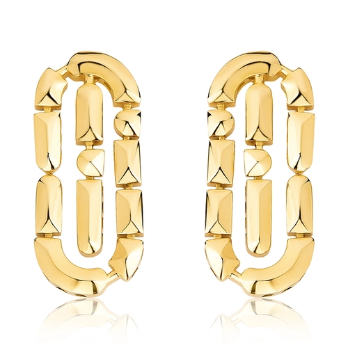 Brinco Colosseo oval ouro 18k módulos simétricos polidos