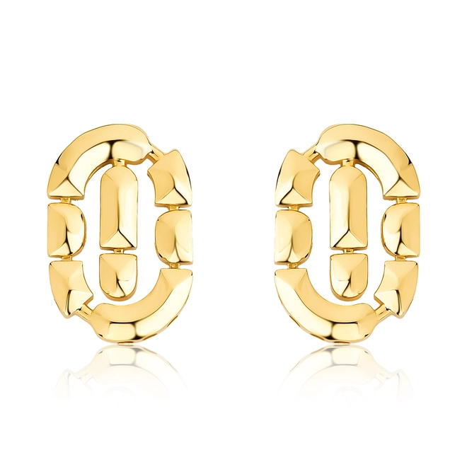 Brinco Colosseo oval em ouro 18k módulos simétricos polidos 1