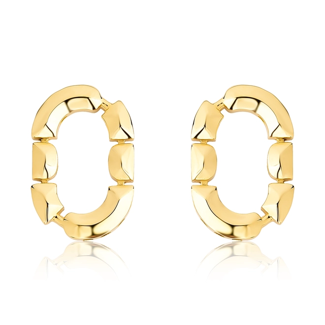 Brinco Colosseo oval em ouro 18k módulos simétricos polidos 1