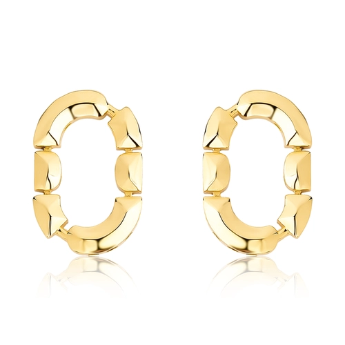Brinco Colosseo oval em ouro 18k módulos simétricos polidos