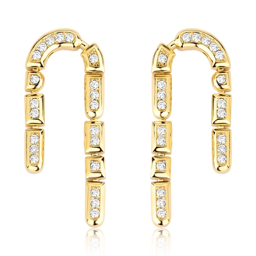 Brinco Colosseo gancho articulado em ouro 18k módulos simétricos com Diamantes