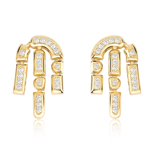 Brinco Colosseo Chandelier em ouro 18k módulos simétricos com Diamantes