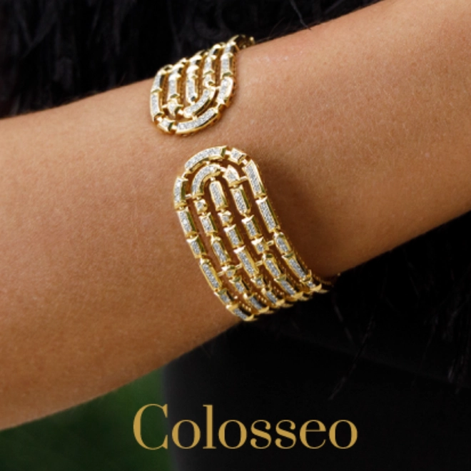 Pulseira Colosseo bracelete em ouro 18k módulos simétricos com 288pts de Diamantes 2