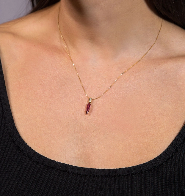 Gargantilha Colosseo pingente módulos ouro 18k com Diamantes e gota de Turmalina  Rosa 3