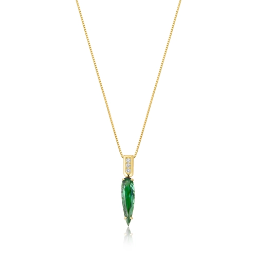 Gargantilha Colosseo em ouro 18k com pingente módulos Diamantes e Turmalina verde