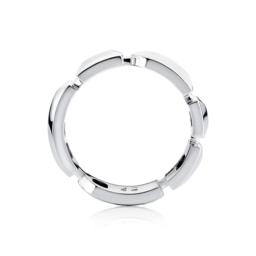 Anel Colosseo módulos simétricos ouro branco 18k facetado polido