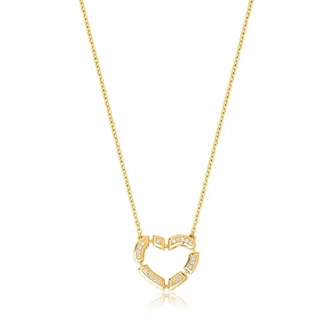 Gargantilha Colosseo corrente ouro 18k pingente coração módulos simétricos com 8pts de Diamantes 1