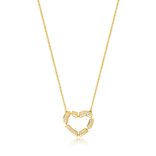 Gargantilha Colosseo corrente ouro 18k pingente coração módulos simétricos com 8pts de Diamantes