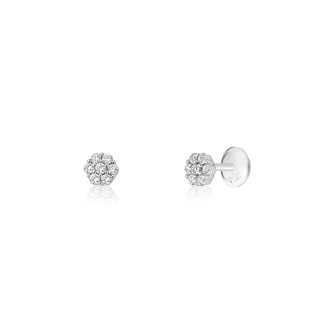 Brinco The Icons Stud redondo ouro branco 18k com Diamantes 1