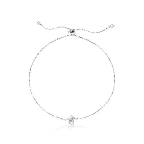 Pulseira The Icons regulável ouro branco 18k mini flor de Diamantes