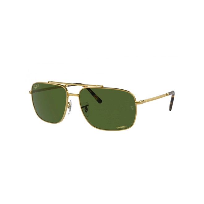 Óculos de Sol Ray-Ban 0RB3796 9196P159 Metal Dourado com lentes na cor Verde Polarizado Chromance 1