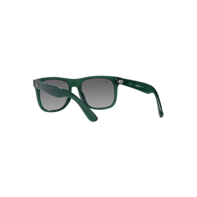 Óculos de Sol Ray-Ban Justin Junior 0RJ9069S 7130T348 Acetato Verde com lentes na cor Fumê Degradê 4