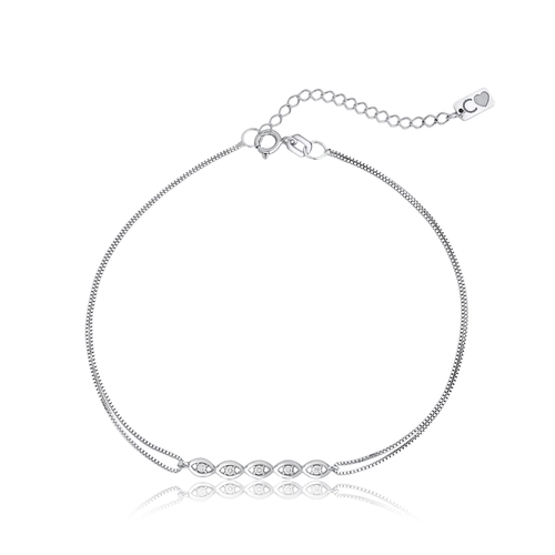 Pulseira The Icons veneziana dupla ouro branco 18k com 5 pingentes de olho grego com Diamantes