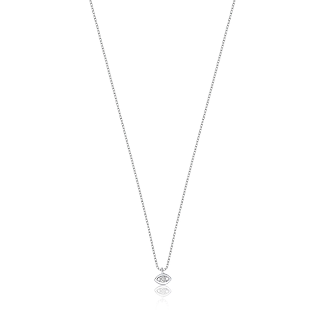 Gargantilha The Icons veneziana ouro branco 18k pingente olho grego com Diamante 1