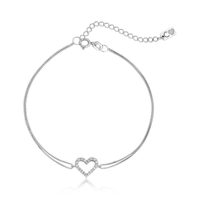 Pulseira The Icons veneziana dupla ouro branco 18k coração com Diamantes 1