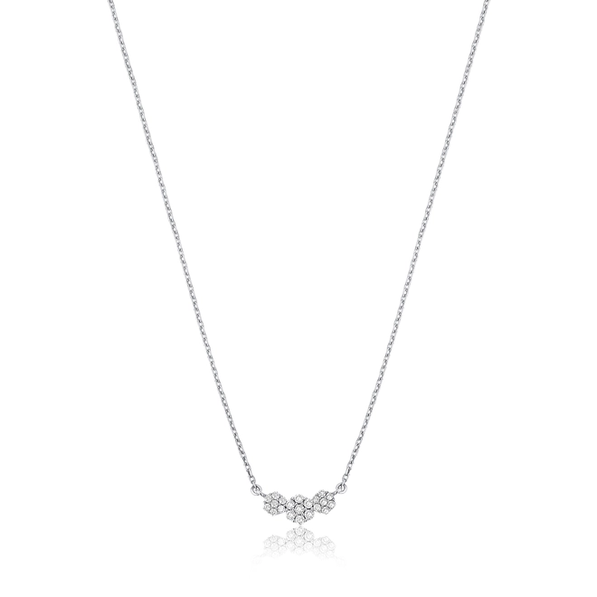 Gargantilha The Icons corrente ouro branco 18k 3 flores de Diamantes 1