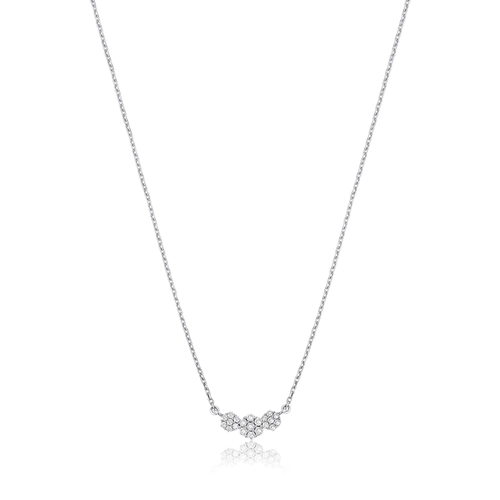Gargantilha The Icons corrente ouro branco 18k 3 flores de Diamantes