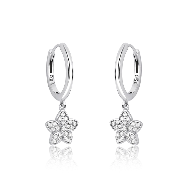 Brinco The Icons argola click ouro branco 18k flor de Diamantes 1