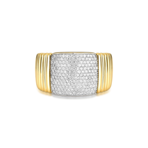 Anel Plissé Pavé plissado em ouro 18k pavê de 55pts de Diamantes com ródio