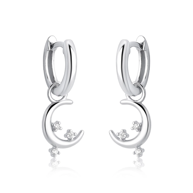 Brinco For me Signature argola prata 925 pingente meia lua com Zircônias 1