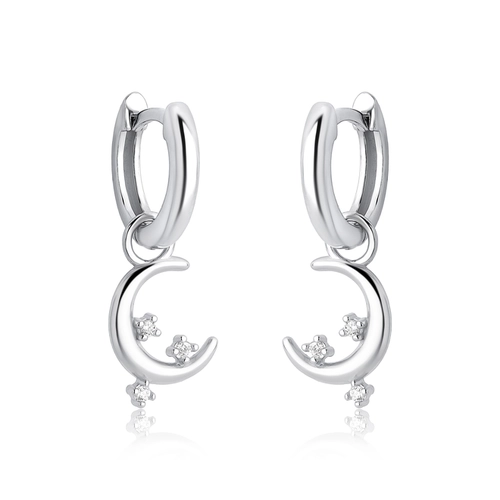 Brinco For me Signature argola prata 925 pingente meia lua com Zircônias