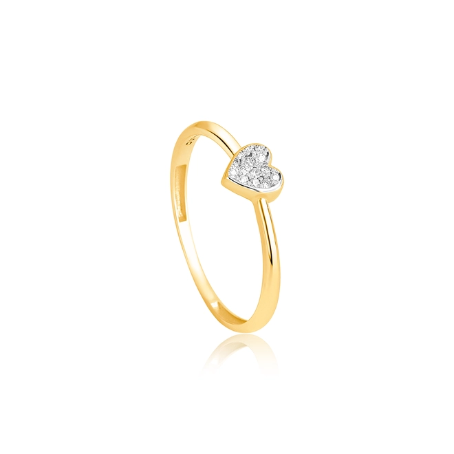 Anel The Icons ouro 18k coração com 5,6pts de Diamantes rodinados 1