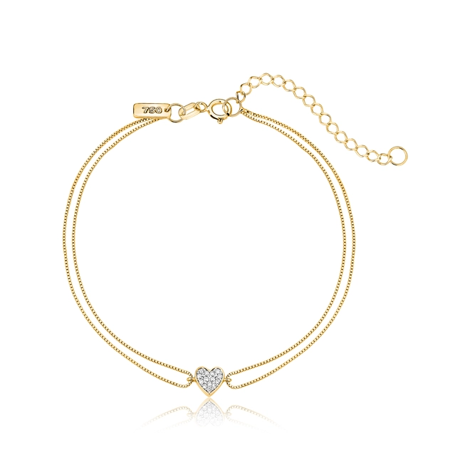 Pulseira The Icons veneziana dupla ouro 18K pingente coração de Diamantes rodinados 1