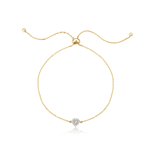 Pulseira The Icons regulável de elos ouro 18k coração de Diamantes 1