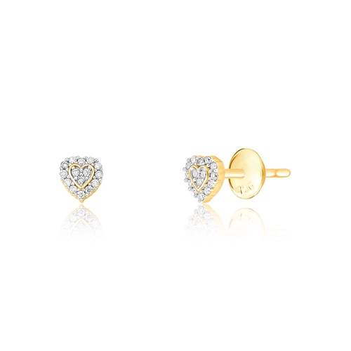 Brinco The Icons Stud coração ouro amarelo 18k com Diamantes