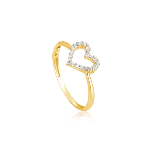 Anel The Icons coração vazado ouro 18k com 24pts de Diamantes