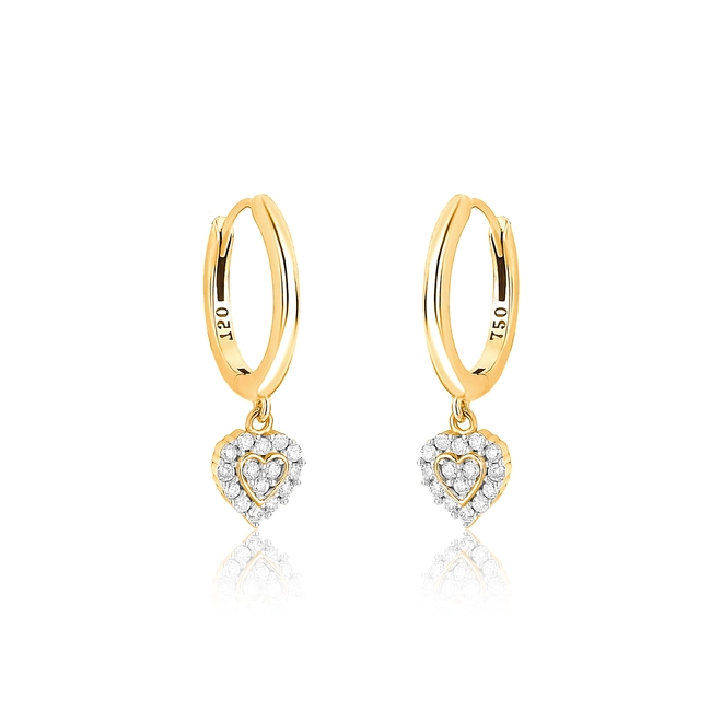 Brinco The Icons argola ouro 18k pingente coração 11,8pts de Diamantes 1