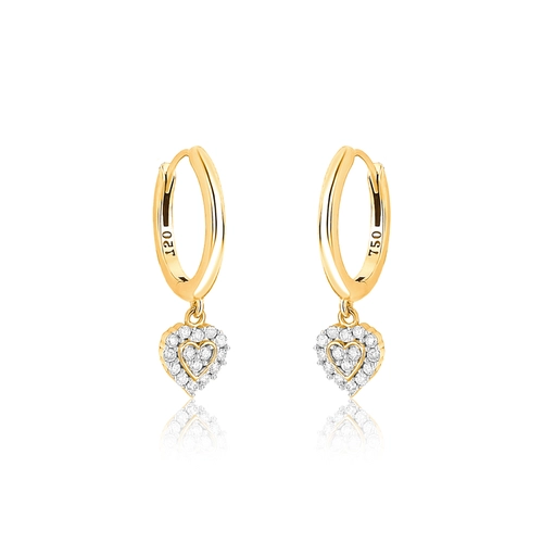 Brinco The Icons argola ouro 18k pingente coração 11,8pts de Diamantes