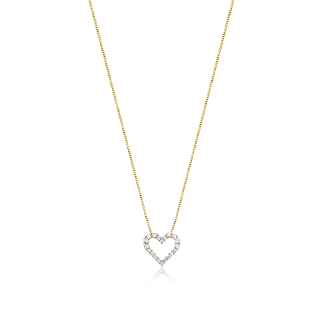 Gargantilha The Icons veneziana ouro 18k coração vazado com Diamantes 1