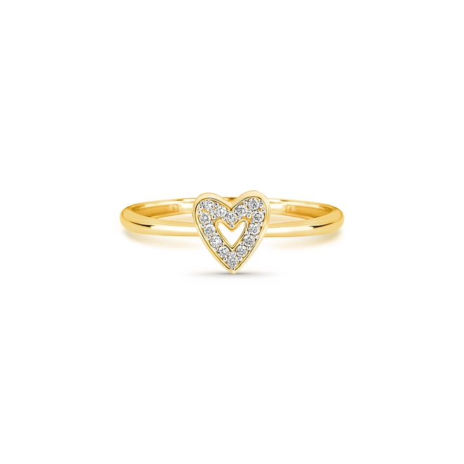 Anel The Icons coração ouro 18k com 7pts de Diamantes rodinados 2