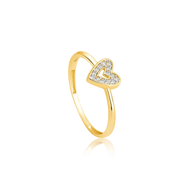 Anel The Icons coração ouro 18k com 7pts de Diamantes rodinados 1