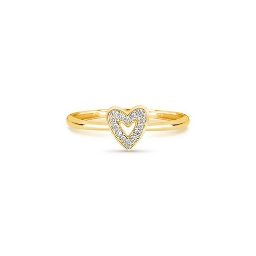 Anel The Icons coração ouro 18k com 7pts de Diamantes rodinados