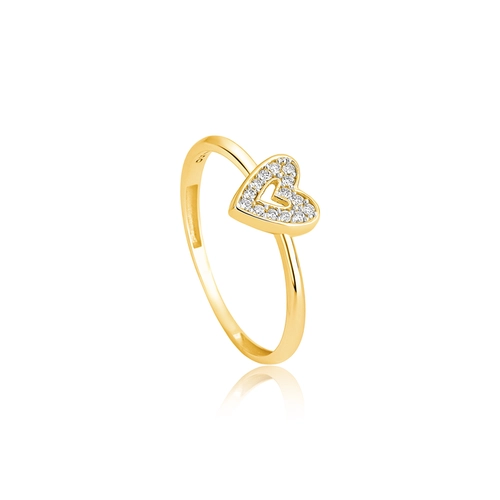 Anel The Icons coração ouro 18k com 7pts de Diamantes rodinados