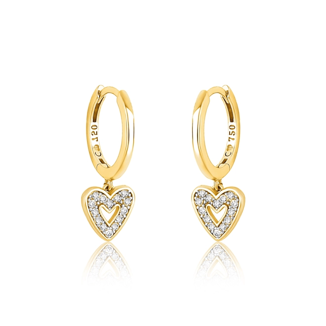 Brinco The Icons argola ouro 18k pingente coração com Diamantes rodinados 1