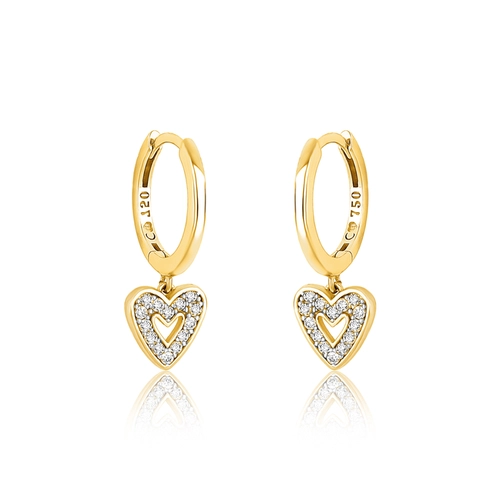 Brinco The Icons argola ouro 18k pingente coração com Diamantes rodinados
